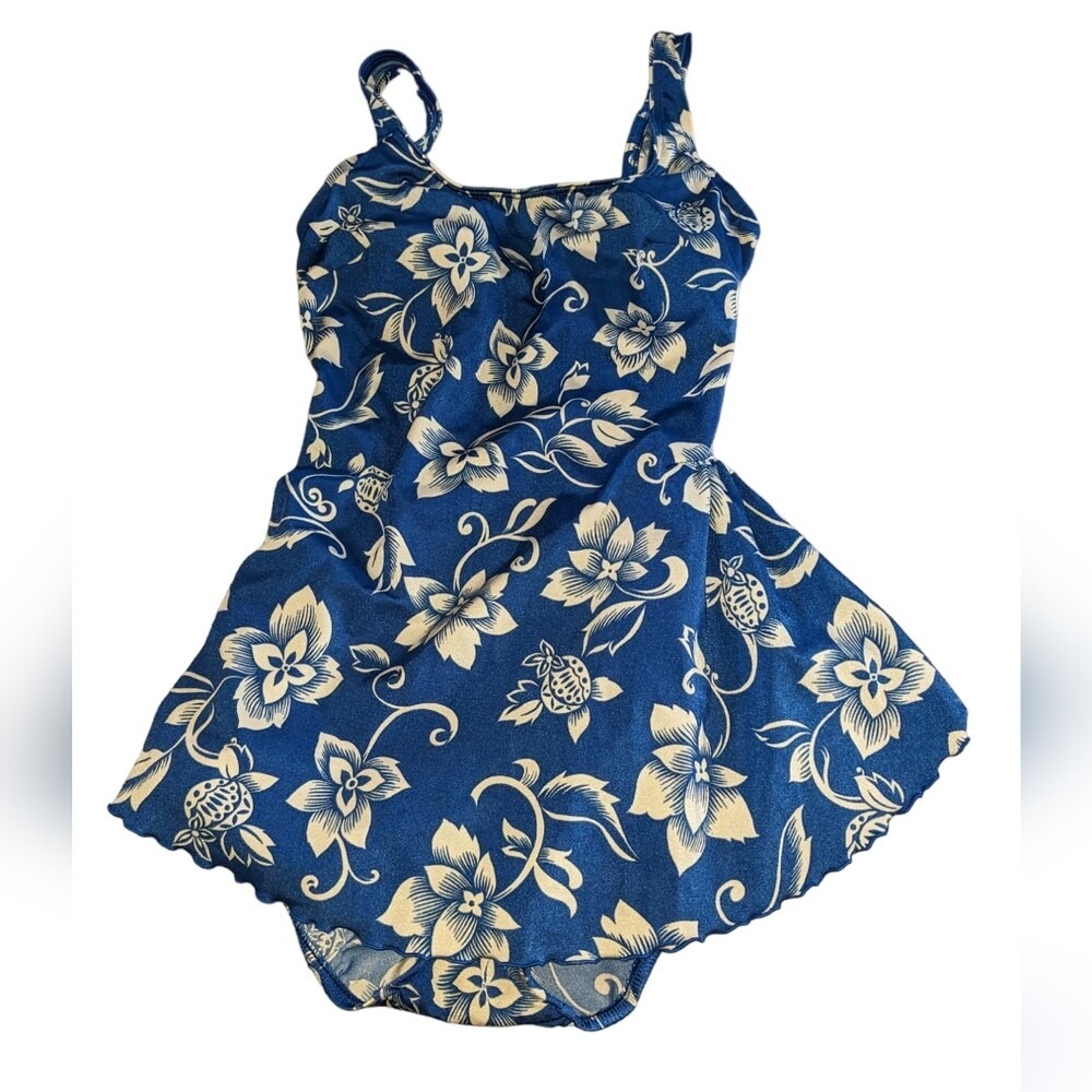 SlimAllure vintage Union made blue floral swimsuit
